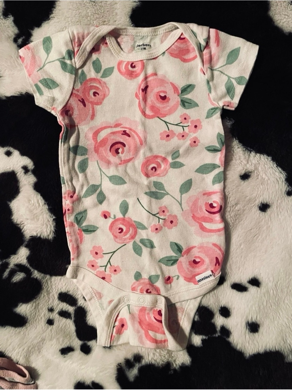 Gerber Rose Floral Infant Onesie Size 3-6 Months